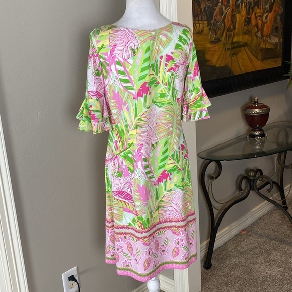 Pappagallo Erika Flutter Sleeve Tropical Mini Dress size S - Picture 5 of 8
